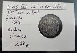 LOUIS XIV 1-12 écu au buste juvénile 1662