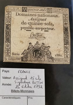 Assignat 15 sols série 1880