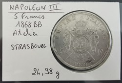 NAPOLEON III 5 francs 1868 BB