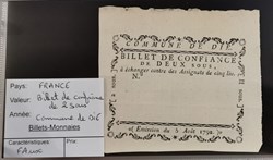 Billet de confiance de 2 sous - Commune de DIE - Faux