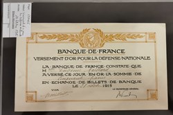 Versement d'or pour la Défense Nationale 50 francs 28-10-1915