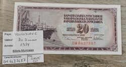 YOUGOSLAVIE - 20 Dinars