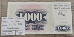 BOSNIE - 1000 Dinars