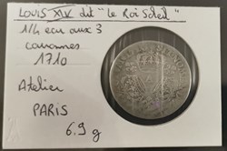 LOUIS XIV 1-4 écu aux 3 couronnes 1710