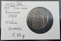 LOUIS XV 1-5 écu aux lauriers 1727