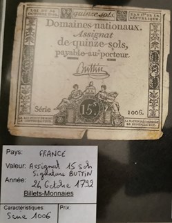 Assignat 15 sols série 1006