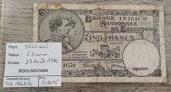 BELGIQUE - 5 Francs