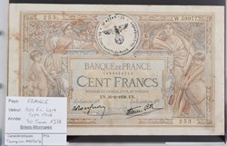 100 francs Merson avec surcharge tampon Waffen SS