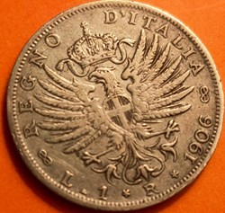 1 lira aquila sabauda 1906