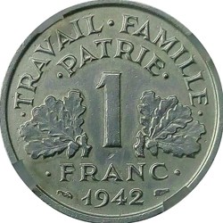 1 franc 1942 poids faible