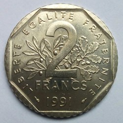 2 francs 1991 frappe monnaie