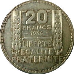 20 francs 1936 AU58