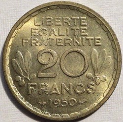 20 francs 1950 Morlon pré-serie concours