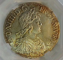 Écu 1644 A rose à la mèche courte MS61
