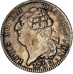Écu 1792 A au génie au bonnet inversé