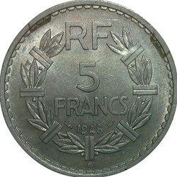 5 francs 1948 B ouvert MS62