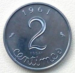 2 centimes 1961 essai
