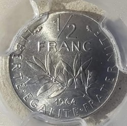1/2 franc 1964 pré-série avec différents gros module MS66