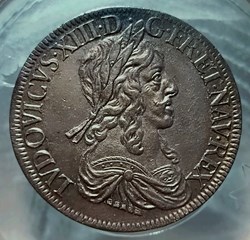 Écu de 60 sols 1643 A rose deuxième poinçon