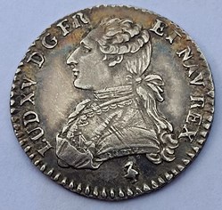 1/10 écu 1785 A "LOUIS XV" aux branches d'olivier