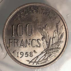 100 francs 1958 chouette MS62