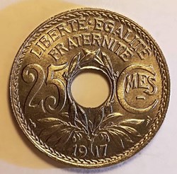 25 centimes 1917 souligné MS65