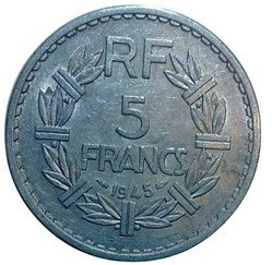 5 francs 1945 fermé