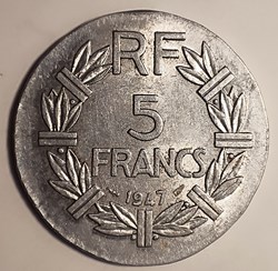 5 francs 1947 fermé sur flan de 2 francs