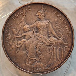 10 centimes 1898 flan mat essai