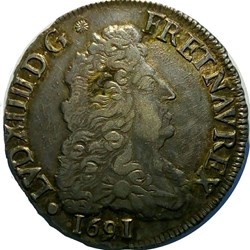 1/2 écu 1691 G aux 4 L premier type