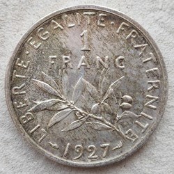 1 franc 1927 essai piefort