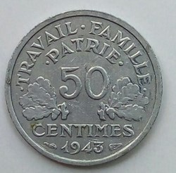 50 centimes 1943 frappe médaille