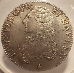 Écu 1787 W aux branches d'olivier