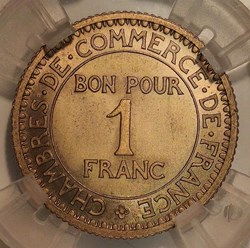 1 franc 1920 essai sans différents bronze aluminium MS66