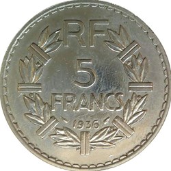 5 francs 1936 AU50