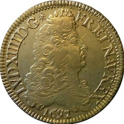Écu 1692 A aux 4 L premier type