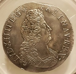 Écu 1708 H flan neuf aux 4 L deuxième type