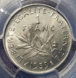 1 franc 1959 essai "haut relief" MS64
