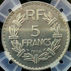 5 francs 1936 AU50