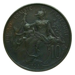 10 centimes 1898 flan mat essai