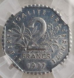 2 francs Semeuse 1977 pré-série type 5 MS63