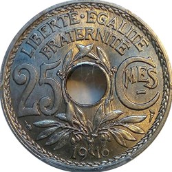 25 centimes 1916 souligné MS63