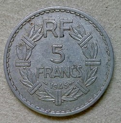 5 francs 1945 fermé