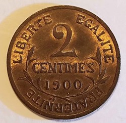 2 centimes 1900 MS63