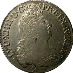 1/2 écu 1705 (9) aux 4 L deuxième type