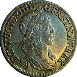 1/2 écu 1643 A •• et •/buste premier poinçon