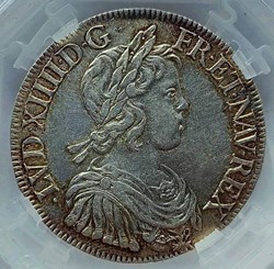 Écu 1645 A point à la mèche courte (2 rubans) AU58