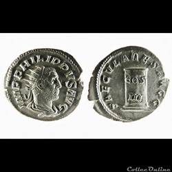 Philip I, AR Antoninianus: SAECVLARES AVGG (Column)