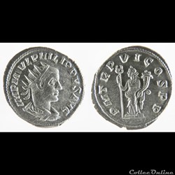 Philip II, AR Antoninianus: P M TR P VI COS P P (Felicitas)