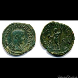 Philip II Caesar, AE Sestertius: PRINCIPI IVVENT
